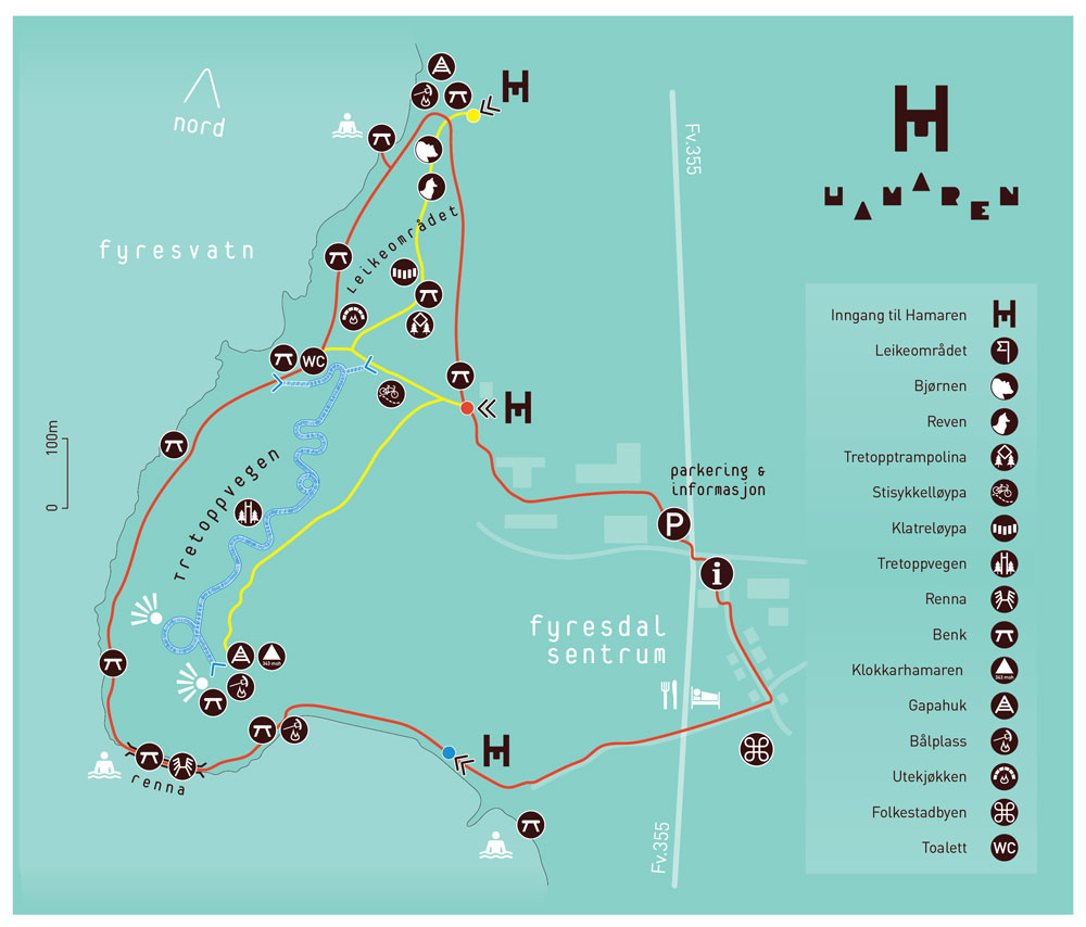 Kart over Hamaren Aktivitetspark