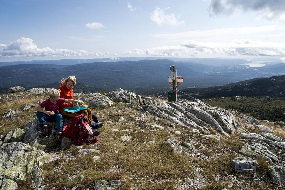 matpause og utsikt fra toppen