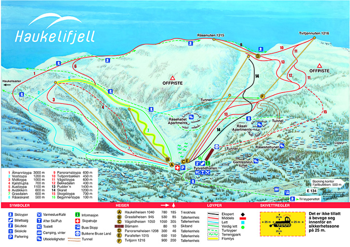 løypekart av Haukelifjell skisenter