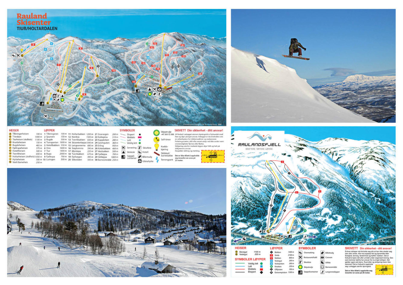 løypekart-collage Rauland skisenter