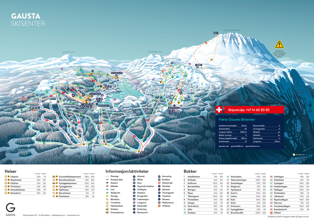 Løypekart Gausta skisenter