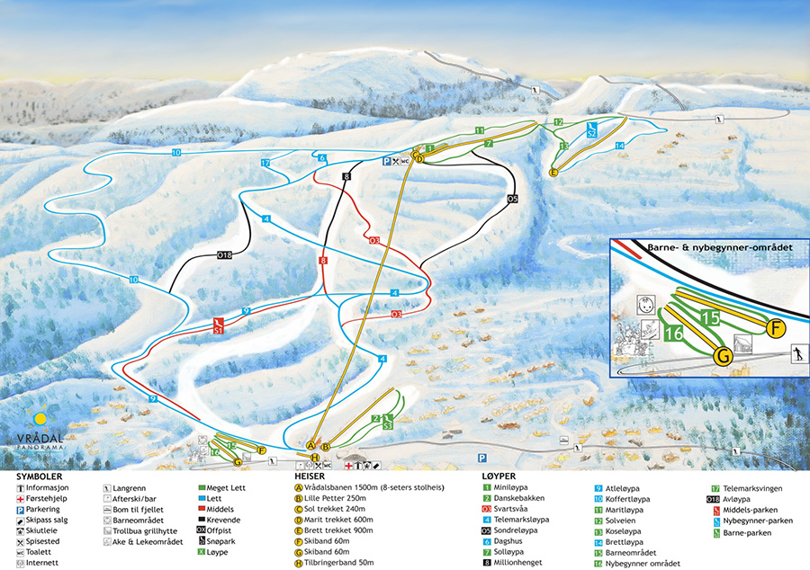 Løypekart Vrådal Panorama skisenter