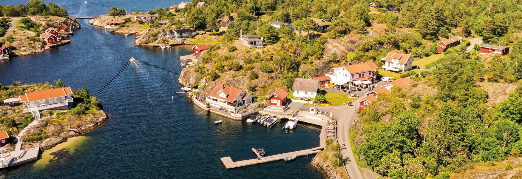 dronebilde av gjestehavn ved Hafsund
