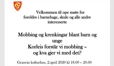Avlyst! Ope møte om mobbing blant barn og unge