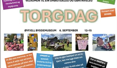 Plakat for torgdagen på Øyfjell bygdemuseum 2025