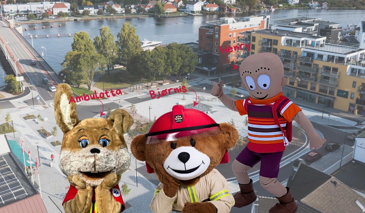 Bli med når Beredskapsuka 2025 markeres 27. oktober – da kan du blant annet møte maskotene Bjørnis, Henry og Ambulotta!
