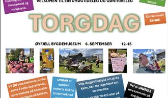 Plakat for torgdagen på Øyfjell bygdemuseum 2025