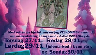 plakat i lilla farger, vinter motiv