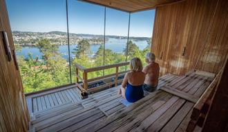 Badstue med blikk over Kragerø