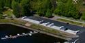 dronebilde av bobilparkering og gjestebrygge på Dalenbrygge