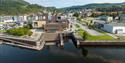 Bok og Blueshuset ved industripromenaden i Notodden