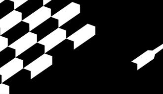 logo i hvitt og svart med piler
