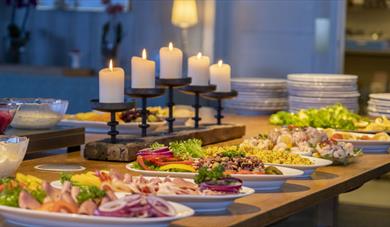buffet på restaurant på Austbø Hotell